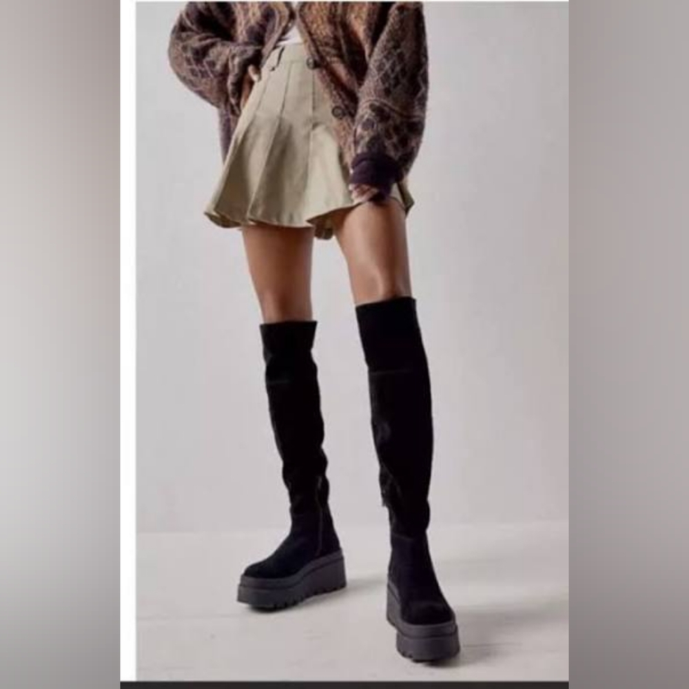 SOLD Free People London Calling Over-The-Knee Boot Chunky Black Suede Size 7